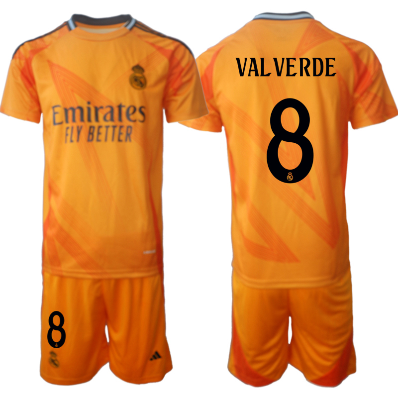 Men 2024-2025 Club Real Madrid away orange #8 Soccer Jersey->real madrid jersey->Soccer Club Jersey